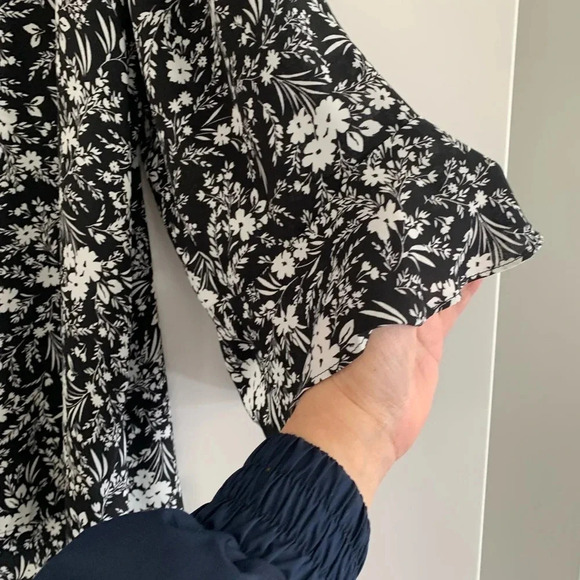 2X EMALINE black/white floral 100% Polyester does not cling. - Picture 6 of 6